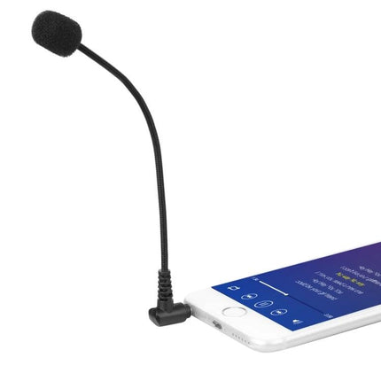 BOYA Microphone for Daily Smartphone Recording and Vlogging plugged into smartphone showing compact omni-directional mic for vlogging and voiceovers