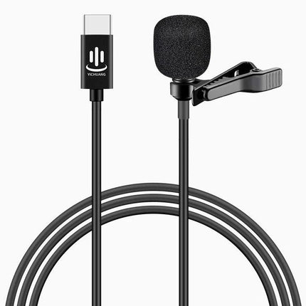 YICHUANG Lavalier Microphone For Daily Mobile Recording – Type-C clip-on lavalier with foam windscreen for clear hands-free vlogs and interviews