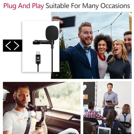 YICHUANG Lavalier Microphone For Daily Mobile Recording clipped to shirt with Type-C plug for vlogging interviews and classroom use