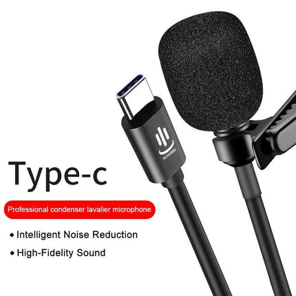 YICHUANG Lavalier Microphone For Daily Mobile Recording — Type-C lavalier with clip, windscreen, intelligent noise reduction for vlogs and interviews
