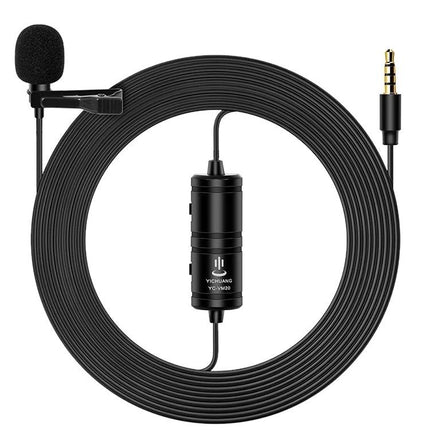 Enhance Daily Recordings with YICHUANG Lavalier Microphone clipped on clothing with long cable and 3.5mm jack for vlogging and meetings