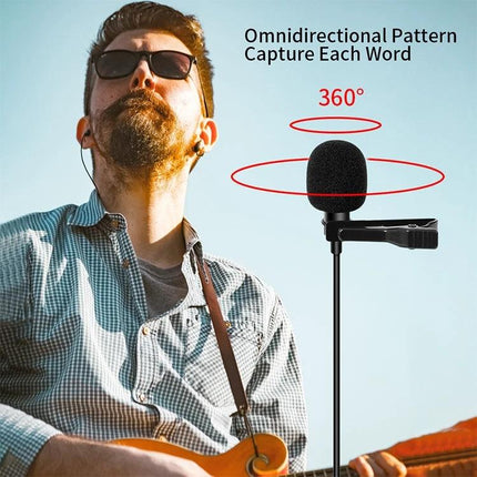 Enhance Daily Recordings with YICHUANG Lavalier Microphone clipped on shirt for hands-free vlogging and interviews