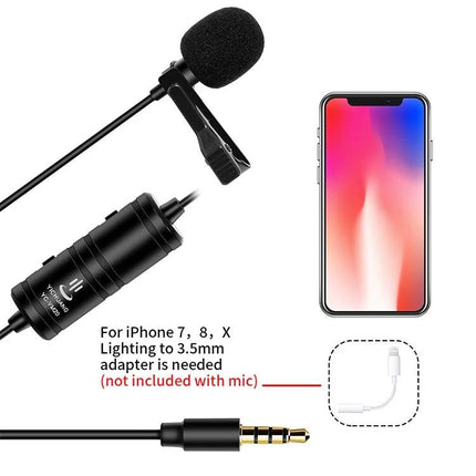 Enhance Daily Recordings with YICHUANG Lavalier Microphone clipped lavalier mic with foam windscreen and 3.5mm jack next to smartphone