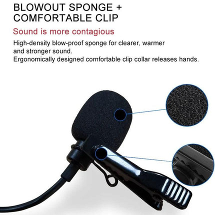 Enhance Daily Recordings with YICHUANG Lavalier Microphone — close-up of mic with blowout sponge and comfortable clip