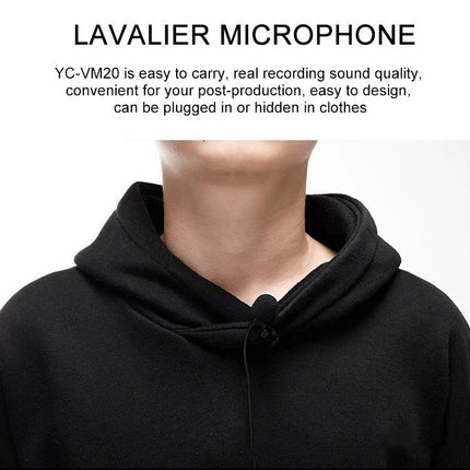Enhance Daily Recordings with YICHUANG Lavalier Microphone clipped to hoodie for hands-free vlogging and meetings