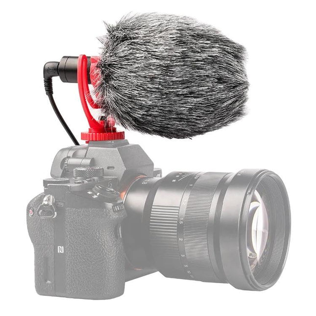 YICHUANG Microphone for Clear Daily Conversations at Home mounted on DSLR with windscreen to reduce ambient noise during video calls