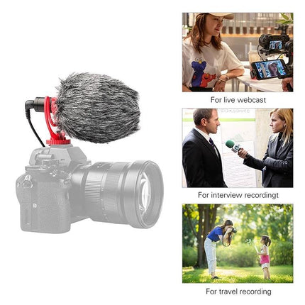 YICHUANG Microphone for Clear Daily Conversations at Home mounted on DSLR with windscreen for video calls, interviews and travel recording