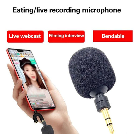 Compact Microphone for Daily Mobile and Laptop Recording - small bendable plug-in mic for live webcasts, interviews, video calls and clear voice notes