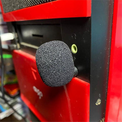 Compact Microphone for Daily Mobile and Laptop Recording plugged into laptop/headset jack with foam windscreen for clear voice capture