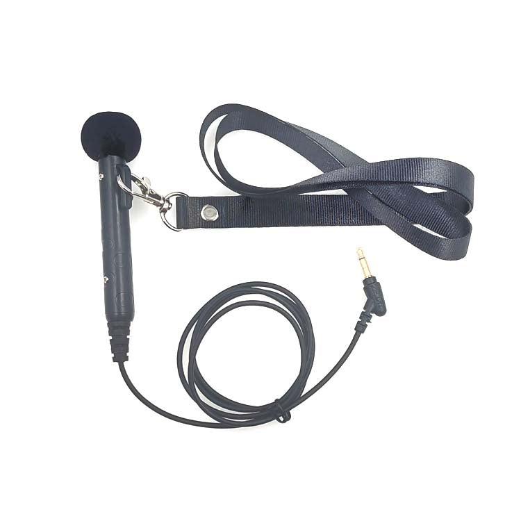 Handheld Neck-Mounted Microphone with Lanyard and 3.5mm Elbow Head Loudspeaker Black