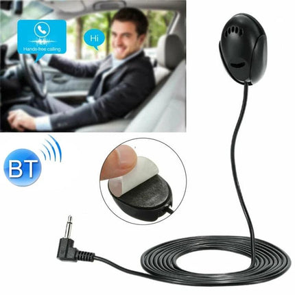 Car Bluetooth Microphone for Hands-Free Driving Calls attached to visor/dashboard with long cord and adhesive pad for clear in-car voice pickup
