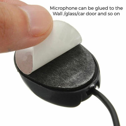 Car Bluetooth Microphone for Hands-Free Driving Calls attached to dashboard with adhesive pad for clear voice pickup