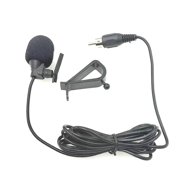 External Microphone for Everyday Car Navigation Needs - compact clip-on mic with foam windscreen and RCA lotus plug for clear in-car voice commands