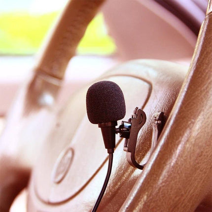 Handy Clip-On Microphone for Daily Car Audio Needs clipped to steering wheel with 3-meter cable for clear in-car voice transmission
