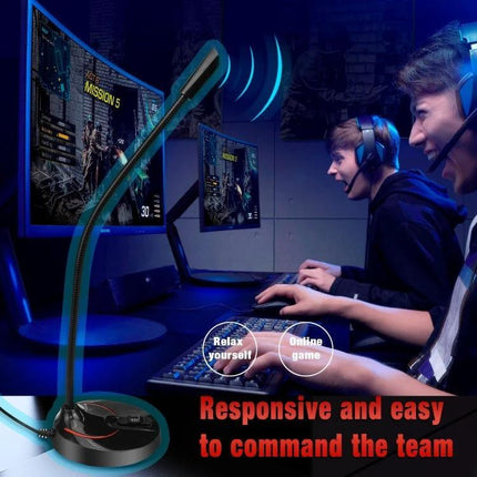 HXSJ 360-Degree Bendable USB Computer Microphone for Everyday Audio - flexible gooseneck mic for gaming, streaming, remote work with omnidirectional pickup