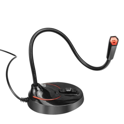 HXSJ 360-Degree Bendable USB Computer Microphone for Everyday Audio — black bendable gooseneck microphone on round base for calls and gaming