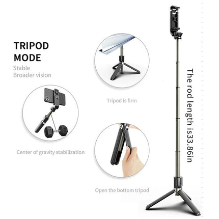 Foldable Tripod Selfie Stick for Daily Outings and Travel - compact extendable tripod selfie stick with phone mount and Bluetooth for hands-free photos