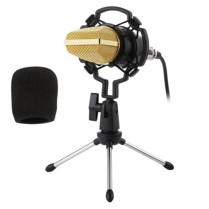 Condenser Microphone for Daily Home Recordings and Calls – gold condenser mic with shockproof mount and tripod for clear home recordings and calls
