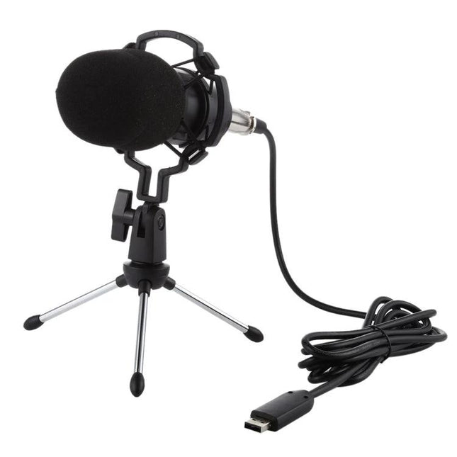 Condenser Microphone for Daily Home Recordings and Calls on small tripod with shockproof mount and USB cable