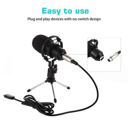 Condenser Microphone for Daily Home Recordings and Calls on a small tripod with shockproof mount and XLR cable