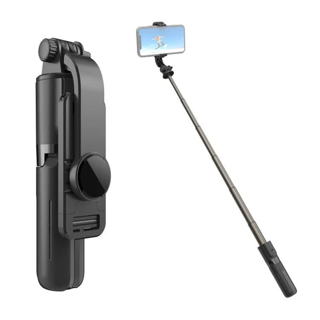 Versatile Tripod for Capturing Everyday Phone Moments shown folded and extended as selfie stick and phone holder, stable for photos and video calls
