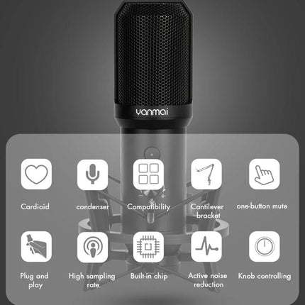 Yanmai Microphone for Capturing Everyday Sounds at Home USB condenser mic with cardioid pickup, plug-and-play, built-in chip and noise reduction