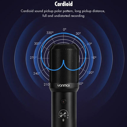 Yanmai Microphone for Capturing Everyday Sounds at Home showing cardioid pickup pattern and USB plug-and-play design