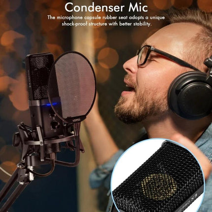 Yanmai Microphone Kit for Everyday Home Audio Recordings - condenser mic with pop filter and headphones for clear home voiceovers and streaming