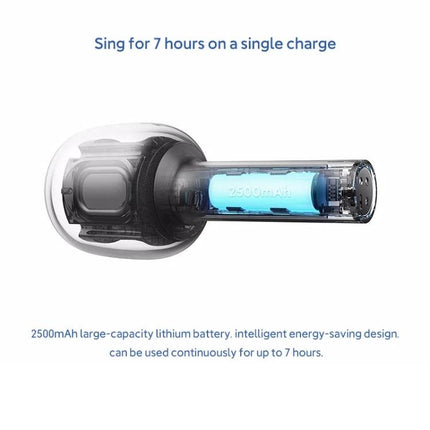 Xiaomi Mijia Microphone for Home Karaoke Gatherings showing internal 2500mAh battery and 7 hours playback