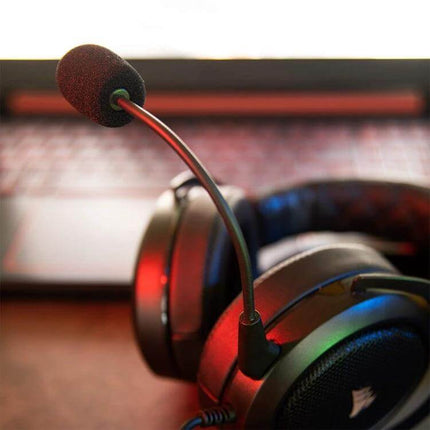 Replacement Microphone for Corsair HS50 Pro, HS60, and HS70 SE Headsets - angled close-up of headset mic on gaming headset