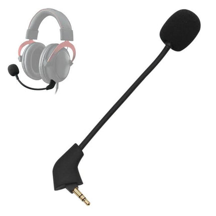 Replacement Microphone for HyperX Cloud II and Cloud Sliver Headsets - black detachable boom mic with foam windscreen and 3.5mm jack