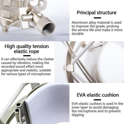 Essential Holder for Steady Audio Setups at Home - metal shock mount with elastic rope, EVA cushion reducing vibration for clear home recordings
