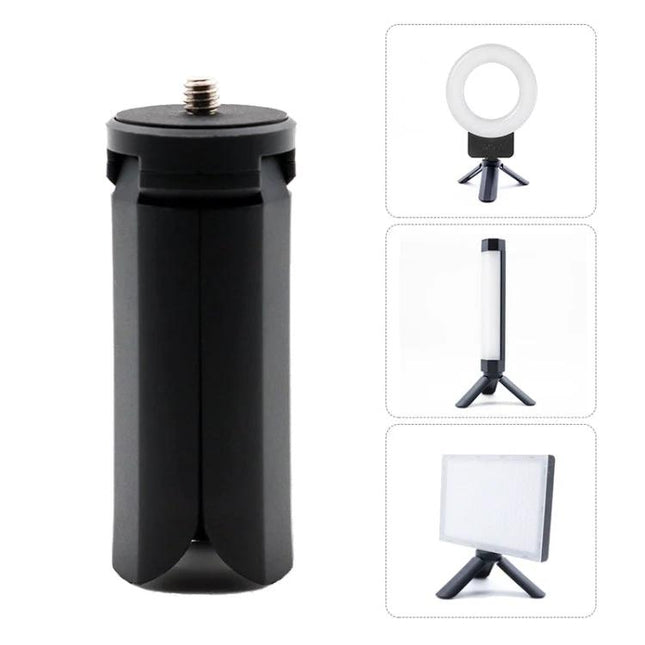 LUXCeO Portable Folding Plastic Tripod for Camera Stability compact black tabletop tripod for ring light, LED stick, panel light