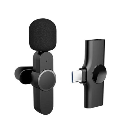 Lavalier Microphone for Daily Streaming and Interviews clipped on shirt with USB-C receiver for streaming and interviews