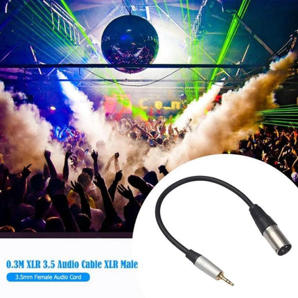 Compact audio cable for everyday music connections at home - 3.5mm to XLR male short cable for headset, mixer and guitar setups