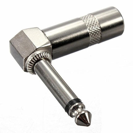 L-Shaped Audio Connector for Guitar Music Setups Daily — 6.35mm right-angle metal jack for secure instrument cable terminations and reduced strain