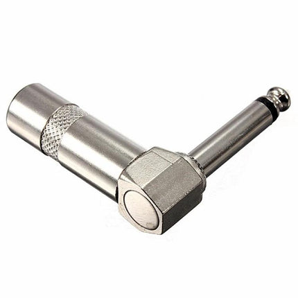 L-Shaped Audio Connector for Guitar Music Setups Daily - 6.35mm right-angle metal jack for secure instrument cable connections