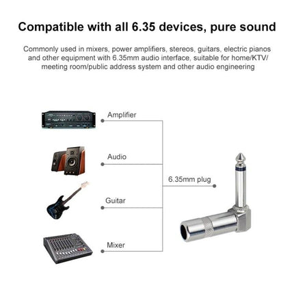 L-Shaped Audio Connector for Guitar Music Setups Daily 6.35mm right-angle jack for amplifiers, mixers, guitars and audio gear
