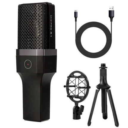Yanmai Microphone Set for Everyday Home Recording Tasks – black condenser mic with USB cable, shock mount and mini tripod for home podcasts