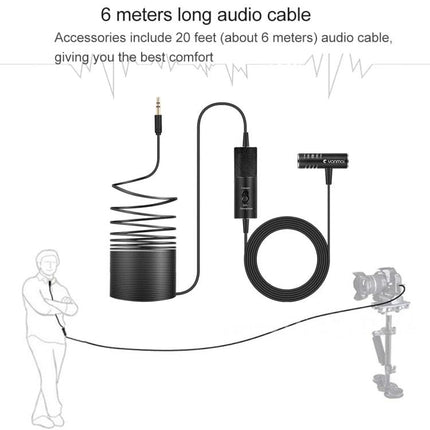 Essential Clip-On Microphone for Everyday Video and Event Use compact 6-meter cable lavalier mic for vlogs interviews and events