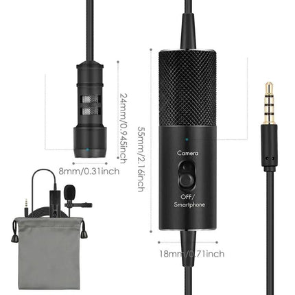 Clip-On Lavalier Microphone For Smartphone Interviews And Recording