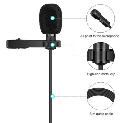 Clip-On Lavalier Microphone For Smartphone Interviews And Recording