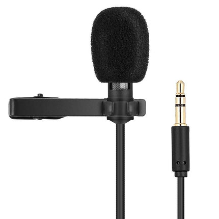 Compact Microphone for Daily Home Recordings and Events clipped lavalier with foam windscreen and 3.5mm jack for podcasts and interviews