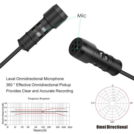 Compact Microphone for Daily Home Recordings and Events - compact omnidirectional lavalier for podcasts, video calls, interviews, clip-on 360° pickup