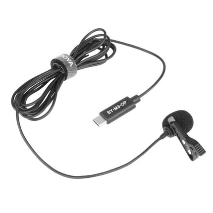 Boya Microphone for Daily Video Recording with DJI Pocket compact USB-C lavalier mic clipped on clothing for vlogging and interviews