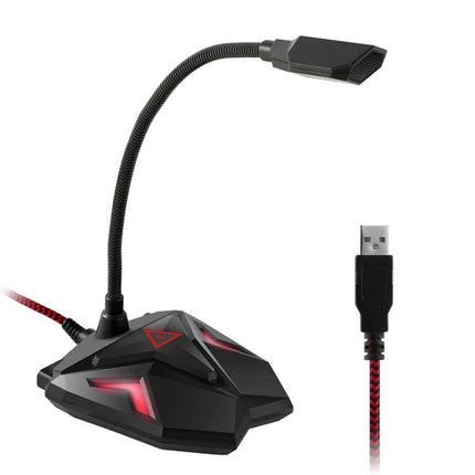 Essential Microphone for Everyday Gaming Sessions at Home - USB plug-and-play desktop omnidirectional gaming mic with flexible gooseneck and LED accents