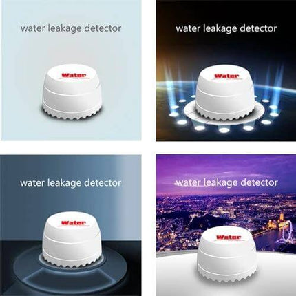 Effective Water Leakage Detector for Home Safety with Two Sensors - compact white dual-sensor unit for kitchen bathroom basement monitoring