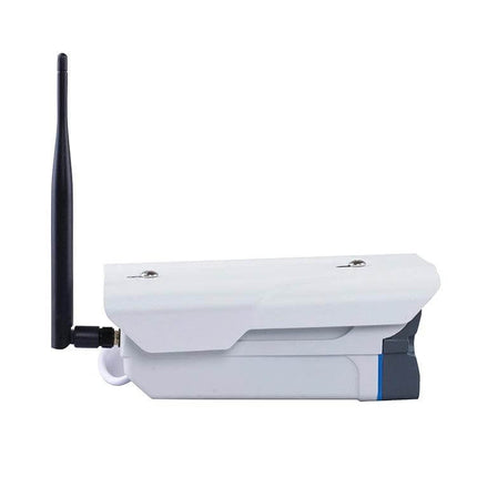 Wireless Security Camera for Home Monitoring with Motion Detection white outdoor Wi‑Fi bullet camera with antenna for entryway monitoring