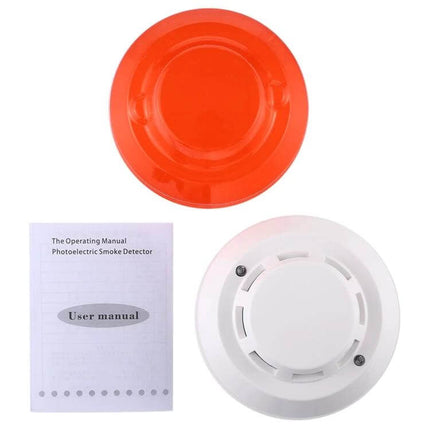 Photoelectric Smoke Detector for Home Fire Safety with Red Indicator white detector with red LED cover and user manual