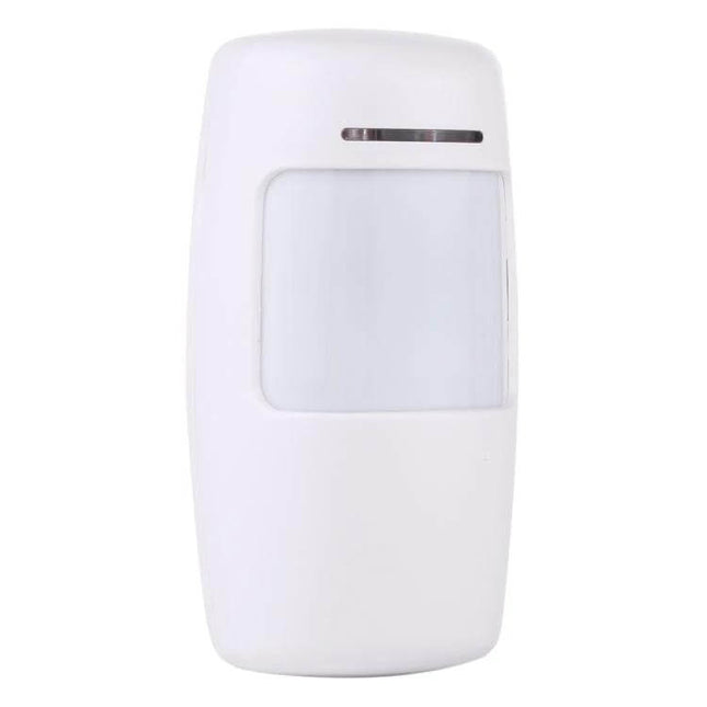 Wireless Wide Angle Motion Detector for Home Security - white wireless motion sensor for driveways and hallways, easy no-wire installation